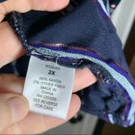 Dress Barn Navy Metallic Accent Striped Button Up Blouse 2X Photo 7