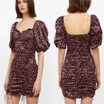 For Love & Lemons  Melrose Ruched Puff Sleeve‎ Mini Dress Satin Multicolor Size M Photo 1