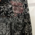 ECI  New York Silk Black and White Sheer Floral Blouse Size L Vintage Photo 4