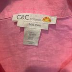 C&C California C & C California Top XS Hot Pink 100% Linen Long Sleeve‎ With Collar V-Neck Photo 3