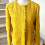 Massimo Dutti  Mustard Yellow Boucle Tweed Fringe Blazer Photo 0