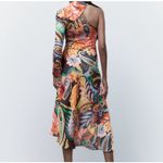 ZARA  Paisley Floral‎ Print One Shoulder Midi Dress Asymmetric Party Size XS Photo 1