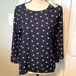 PaperMoon  Stitch Fix Womens Size Small Navy Blue Larie Crew Neck Blouse Bell NEW Photo 0
