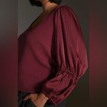 Anthropologie  NWT Maeve Burgundy Poet Sleeve Blouse Size XS Photo 12