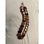 Wooden Disc Necklace and Earrings Set Brown Purple Statement Jewelry Women Photo 1