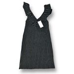 ZARA New  Size L Black Striped Ruffle V-Neck Midi Dress Sleeveless Open Back Boho Photo 5
