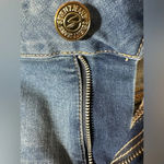 Seven7  Embroidered distressed frayed denim skirt size 14 Photo 3