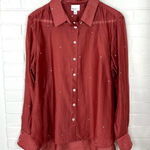 Evereve Bailey 44 Sheer Rhinestone Gem Button Down Shirt Size L Photo 0