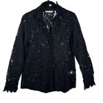 Soft Surroundings Black Lace Top Crochet Lace Whimsigoth Button Up Sz Petite XS Photo 0