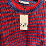 ZARA NWT Wool Alpaca Blend Crop Chunky Knit Striped Balloon Sleeve Crop Sweater Photo 8