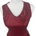 Grace Karin Red Sequin Peplum Sleeveless Blouse Top Size Small Holiday Party Photo 7