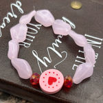 Handmade Y2K Pink Heart Bead Stretch Bracelet Photo 0