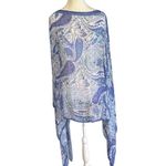 J Jill Paisley X3X Kimono Cover Up Poncho Blue White Viscose Modal Blend Photo 10