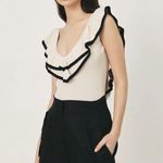 NWT SEROV KNIT BODYSUIT OFF WHITE & BLACK TRIM large Photo 0