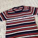 Brandy Melville  Striped Crewneck Knit Shirt Orange/Blue (One Size) Photo 3