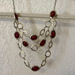 Gold and Maroon Layered Necklace Photo 4