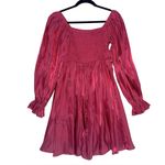Umgee  Long Sleeve Shimmer Mini Dress Smocked Back panel babydoll Size Small NWT Photo 1