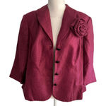 Adrianna Papell Evening Rose Pink Metallic Shimmer Blazer Jacket Size 14W Photo 0