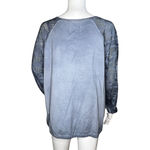 Anthropologie  Saturday Sunday Shirt Womens Small Blue Open Laser Cutout Lounge Photo 3