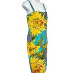 David Meister  Yellow Blue Purple Sunflowers Floral Sheath Sleeveless Dress sz 4 Photo 12
