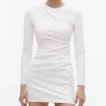 ZARA dress wedding mini fitted long sleeve ruched bodycon white party Photo 5