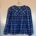 Draper James  Button-Front Top in Midnight Plaid Size XS Photo 2