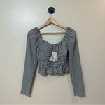 Topshop NWT ASOS Gingham Shirred Top in Black White Check Size 4 Photo 4