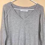 Calvin Klein Jeans Women’s Waffle Knit Gray V-Neck Long Sleeve Shirt Photo 1