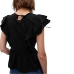 Gap NWT Organic Cotton Vintage Lace Flutter Sleeve Peplum Top BLACK XS Photo 1