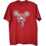 American Eagle Disney x AE  Mickey‎ Mouse Fireworks Graphic Red T-Shirt Photo 0