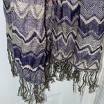 Apt. 9  pleated rayon multi colored scarf/wrap. Black, gray , plum, with fringe. Photo 3