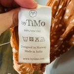 ByTiMo Women's Light Brown White Polka Dot Tie Waist Ruched Dress Size Medium Photo 11