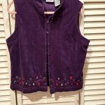 White Stag Women's Purple Velvet Embroidered Vest Smock Neck 90s Photo 1