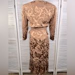Oleg Cassini  Vintage Silk Skirt Set Brown Floral Jacquard-10 Photo 3