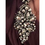 Alex Evenings  Square Neck Cold Shoulder Cap Sleeve Side Brooch GownIn Wine Photo 4