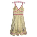 Anthropologie  Ferris Wheel Carnival Dress Elevenses Size 2 Yellow Pink Retro 50s Photo 2