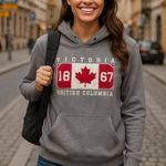 Initial Attraction Gray Embroidered Victoria British Columbia Hoodie Size Medium Photo 0