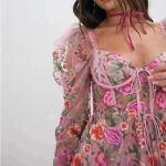 For Love & Lemons NWT Tayla Ruffle Corset Embroidered Puff Sleeve Dress Size XS Photo 13