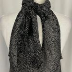 Bishop and Young New Flocked Dot Tie Neck Sleeveless Blouse Black Photo 12