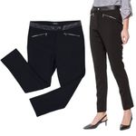 DKNY  Faux-Leather-Trim Straight-Leg Black Dress Pants NEW 10 Photo 1