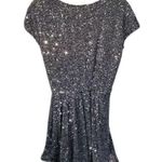 Heartloom  Marcella Dress Steel Sequin Wrap Mini Dress Silver Gray Size Large NWT Photo 6
