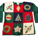 Carly St. Claire Vintage Ugly Christmas Sweater Women’s Large Beaded Knit in GUC Green Photo 1
