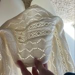 Maurice's Cream Crochet Knit Infinity Scarf with Intricate Pattern Photo 7