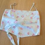 Revolve  Satin Floral Handkerchief Cami Top Light Blue Pink Size L Photo 2