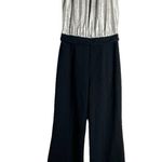 Black Halo Genesis Black Silver Wide Leg Halter Cocktail Jumpsuit Size 2 Photo 3