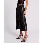 One Teaspoon Free People x  Black Denim Oak Studded Rocko Slit Maxi Skirt 2/24 NW Photo 13