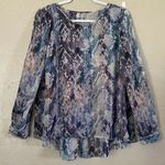 Jennifer Lopez Women’s Pleated Chiffon Flowy Snake Print Blouse Sz S Blue/Purple Photo 1
