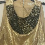 Shoshanna  - Gold Brocade Mini Dress W/ Green & Golden Sequins Size 4 Women’s Photo 8
