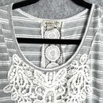 One World 2XL Gray White Boho Tunic Top Crochet Applique Sleeveless Summer Photo 1