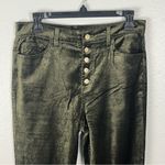 7 For All Mankind  Green Exposed Button Fly Velvet Velour High Rise Pants Size 30 Photo 4